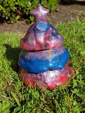 Bisexuali-tree: Handcrafted Pink, Purple, & Blue Shimmery Resin Mixed Media Tree